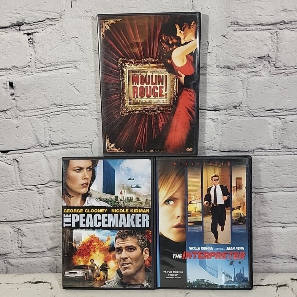 Nicole Kidman Movies DVD Lot Of 3 Moulin Rouge The Peacemaker The Interpreter